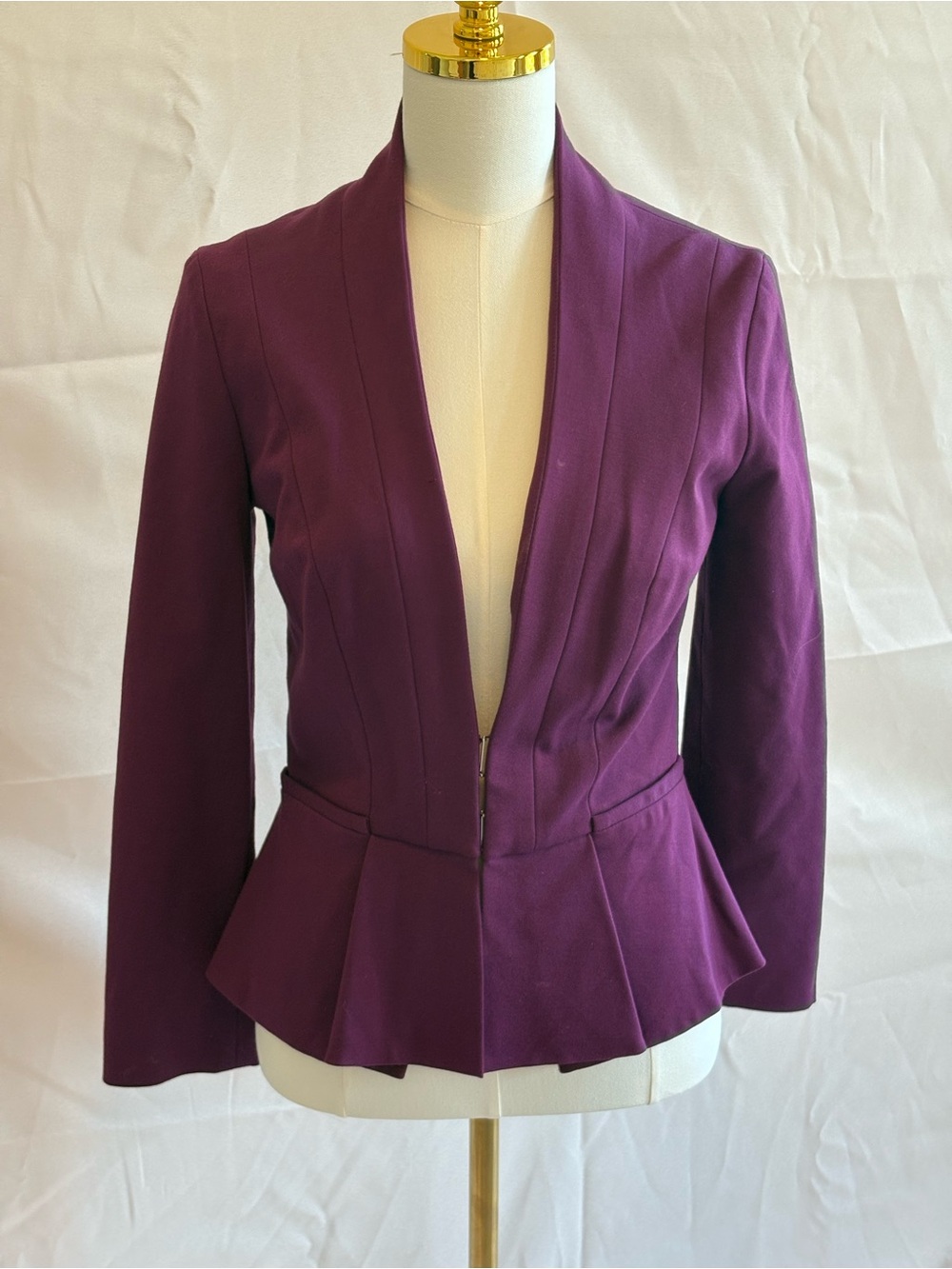 Structured Peplum Blazer Jacket in Plum